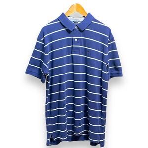 Tommy Hilfiger Polo Shirt Blue White Stripe XL